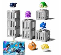 Children's Pool Diving Toys, Kids Pool Diving Toys, Water Swimming Dive Pool Game, Toddler Bath Toy Play Set W/Fish Box Floating Animals, Fun Outdoor Beach Lake Swim Summer Party Gift