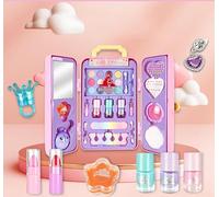 Children's Pretend Play Make Up Case Set, With Mirror, Lipstick, Blusher And Acessories, Perfect Girls Gift Cosmetic Set, Portable Play Date, None Toxic Washable Easy Clean.