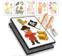 Children's pricking needle set with 10 templates - pricking set for children - 2 x pricking needles with wooden handle and 2 x tingling felt (20 cm x 15 cm x 1 cm) - ergonomic and safe - ideal for