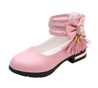 Children's Princess Shoes Girls Elegant Dress Shoes Non-Slip Dance Shoes Soft Floor Evening Shoes Flat Shoes Breathable Girls Single Shoes Performance Dress Shoes, pink, 1.5 UK