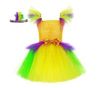 Children's Products Carnival Girl Dress Three Colors Bright Side with Pompous Dress Party Performance(Yellow,M)