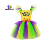 Children's Products Carnival Girl Dress Three Colors Bright Side with Pompous Dress Party Performance(Green,M)