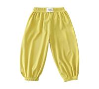 Children's Proof Pants Spring Summer and Autumn Boys and Girls Casual Fashion Nine Point Pants (Yellow, 12-18 Months)
