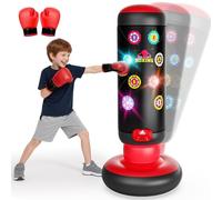 Children's Punch Bag, Standing Punch Bag with Music & Light, 2026 Upgrade Interactive Punching Bag, Inflatable Standing Punch Bag with Boxing Glove Gifts for 6-12 Years Children