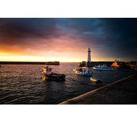 Children's Puzzle 1000Pcs, Northern Ireland Donaghadee Harbor Lighthouse Boats Personalized Puzzle 70x50cm