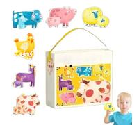 Children's Puzzles,Over 2 Years Old Table Toy - Farm Animal Puzzles with Handle Bag,for Boys Girls Children Kindergarten Long Trip