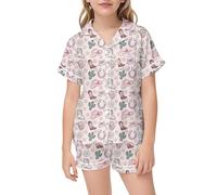 Children'S Pyjamas - Womens Preppy Pajamas Set - 2 Piece Button Down Monkey Beach Shorts Set Holiday Loungewear for Jammies Back to School Party Birthday Gifts(Georgetown - Small)