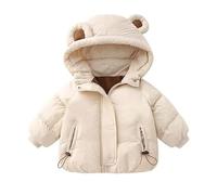 Children's Quilted Down Jacket with Hood Warm Winter Jacket Windproof Fleece Outdoor Jacket Plain Softshell Jacket Cold Protection Boys Girls Winter Coat Hooded Jacket
