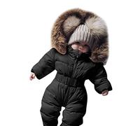 Children's Quilted Down Jacket with Hood Windproof Long Sleeve Cotton Jacket Winter Coat Outwears Warm Fleece Outwear Snowsuit with Two Pockets for Boys Girls
