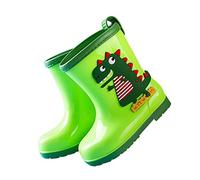 Children's Rain Boots, Non-Slip Lightweight Wellington Boots, Feather-Light and Waterproof, Medium Boots, Plain Cute Dinosaur Rain Shoes, Comfortable All-Weather Soft Soles, Children's Boots, Green, 8