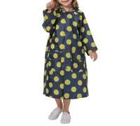 Children's Rain Poncho with Ethnic Print Waterproof Rain Cape Featuring Deer and Geometric Patterns, Lightweight Rainwear for Kids, Ideal for Holidays and Days Out Blue