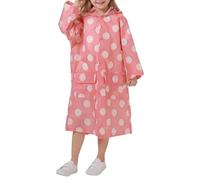 Children's Rain Poncho with Ethnic Print Waterproof Rain Cape Featuring Deer and Geometric Patterns, Lightweight Rainwear for Kids, Ideal for Holidays and Days Out Pink