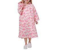 Children's Rain Poncho with Ethnic Print Waterproof Rain Cape Featuring Deer and Geometric Patterns, Lightweight Rainwear for Kids, Ideal for Holidays and Days Out Red