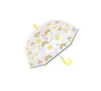 Children's Rainbow Print Clear Dome Umbrella - Yellow Handle