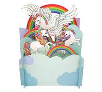 Children's Rainbow Unicorns 3D Pop Up Birthday Greeting Card by Alljoy Cards KID016
