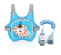 Children's Reins, Baby Reins for Walking Harness 1-5 Years, Toddler Backpack with Reins Lock Reflective and Anti Lost Safety Wrist Link Belt for Boys and Girls Gift (Blue Lion 2m)
