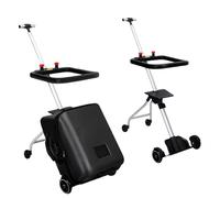 Children's Ride-On Suitcase, Kids Luggage Set, Fashion Travel Student Trolley Boarding Toy Box, 2-in-1 Case & Baby Stroller,Black