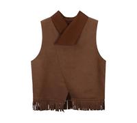 Children's Rodeo Party Waistcoat Western Suede Fringe Vest for Oktoberfest & Cowboy Theme Days - Faux Leather Trim, Age 3-12 Years
