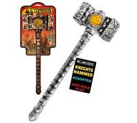 Childrens Role Play Toy War Hammer Medieval Fantasy Battle Costume Accessory Lightweight Plastic Silver and Brown Handle 30-40cm Imaginative Pretend Play Safe for