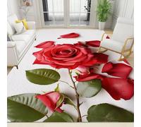 Children'S Room Carpet 3D Printing Plant Rose 40 X 60 Cm - Indoor Doorway Non-Slip Floor Mat Carpet - Soft Touch - Polyester - Easy To Clean - Suitable For Dining Room, Kitchen, Table, -5908957738065
