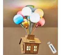Children's Room Ceiling Light, LED Wooden Kid Pendant Light With Remote Control, Round Glass Balloon Lamp, Modern Cartoon Style Hanging Lamp For Boy Girl Bedroom, Kindergarten,Baby Room Nursery
