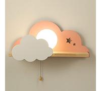 Children's Room E27 Cartoon Cloud Wall Lamp with White Round Ball Lampshade, Cute Indoor Wall Mounted Sconces Lighting Fixture, Bedroom Bedside Headboard Wall Wash Lights