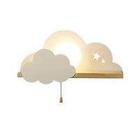 Children's Room E27 Cartoon Cloud Wall Lamp with White Round Ball Lampshade, Cute Indoor Wall Mounted Sconces Lighting Fixture, Bedroom Bedside Headboard Wall Wash Lights