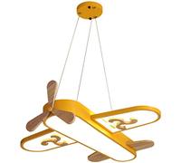 Children's Room Pendant Light LED Wood Art Ceiling lamp Modern Cartoon Aircraft Hanging Lamp with Remote Control Eye Protection Chandelier Restaurant Study Bedroom Ceiling Light,Yellow
