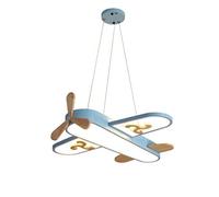 Children's room Pendant Light LED wood art ceiling lamp modern cartoon aircraft Hanging Lamp with remote control eye protection chandelier restaurant study bedroom Ceiling Light,Blue