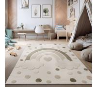 Children's room rug Play rug high-low effect rainbow soft natural tones