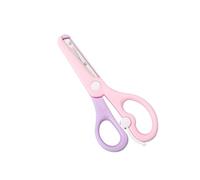 Children's Round Head Plastic Safety Scissors - Spring-Loaded Handle Design,Suitable for 3-6 Years Old Children,Anti-Pinch Design,Student's Craft Class Tool (Pink-Purple)