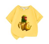 Children's Round Neck Short Sleeve T-Shirt Casual Clothes,Italian Brain AI Animal Anime Tralalelo Tralala Boys' T-Shirt,Yellow,100cm