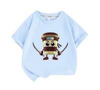 Children's Round Neck Short Sleeve T-Shirt Casual Clothes,Italian Brain AI Animal Anime Tralalelo Tralala Boys' T-Shirt,Blue,100cm
