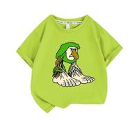 Children's Round Neck Short Sleeve T-Shirt Casual Clothes,Italian Brain AI Animal Anime Tralalelo Tralala Boys' T-Shirt,Light Green,100cm