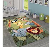 Paco Home Children's Rug Jungle Animals Green, Size:120x170 cm