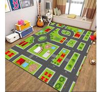 Children's Rugs City Streets Transportation Trucks Car Runway Kids Puzzle Game Carpet, Non-Slip Carpet For Living Room Bedroom Children's Room Nursery Rug Kids Gaming Rug, 50x80 cm, Green 4