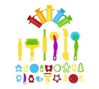 Childrens Safe Rolling Pin Plasticine Mold Clay Stamps Mold Kit for DIY Creative Fun Animal Plant Vehicle Designs