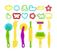 Childrens Safe Rolling Pin Plasticine Mold Clay Stamps Mold Set for Creative Fun Animal Plant Vehicle Designs Educational Modeling Clay Tool Set for Family