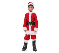 Children's Santa Suit Christmas Party Stage Deluxe Plush Costume Cosplay Warm and Soft Christmas Carnivals Festivals Set of 5Pcs for Boys and Girls (L)