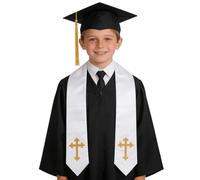 Children's Sash Cross Embroidery Sash Graduation Sash Honour Cape Ceremonial Sash Church Choir Sash Choir Sash Religious Sash Suitable for Graduation Ceremonies Confirmation and Church Choir, White