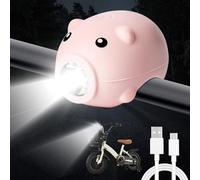 Children's Scooter Light, IP64 Waterproof LED Children's Scooter, USB Rechargeable Pram Light, LED Warning Light with Horn, Triple Mode, for Children's Scooter, Scooter, Hiking Stick, Backpack (Pink)
