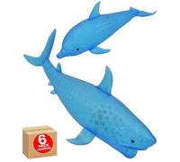 Childrens Sensory Stress Relief Toys Light Up Dolphin Shark Set Squishy Gel-Like Handheld Sea Creatures Tactile Stretchy Play Figures for Kids Medium Size 6 Pack - Electoys