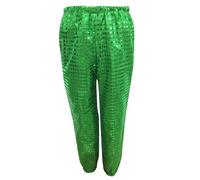 Children's Sequins Loose Jazz Hip Hop Street Dance Trousers Haren Trousers Dancewear Costume for Boys Girls, Green, 7-8 Years