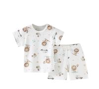 Children's Short Sleeve Set Summer Baby Pajamas Girls Boys Cotton Thin Baby Summer Wear Boy Winter Clothes (White, 3-6 Months)