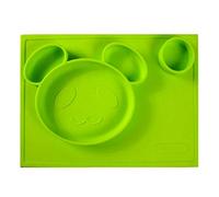 Children's Silicone Plate Creative Non-Slip Integrated Placemats Infants and Children's Grids Complementary Food Tableware Green