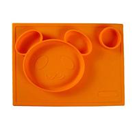 Children's Silicone Plate Creative Non-Slip Integrated Placemats Infants and Children's Grids Complementary Food Tableware Orange