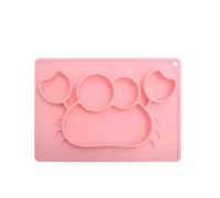 Children's Silicone Plate Integrated Cartoon Pattern Supplies Children Eat Complementary Food Grid Plate Pink