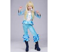 Childrens Size 70s Blue Dancing Queen Fancy Dress Costume (EU140 (9-10 years))