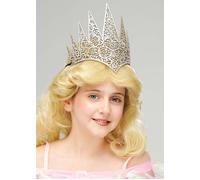 Childrens Size Glinda Style Silver Glitter Crown Headpiece Wicked Fancy Dress