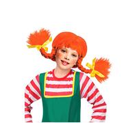 Childrens Size Pippi Ginger Orange Bendable Plaited Pigtails Wig Kids Book